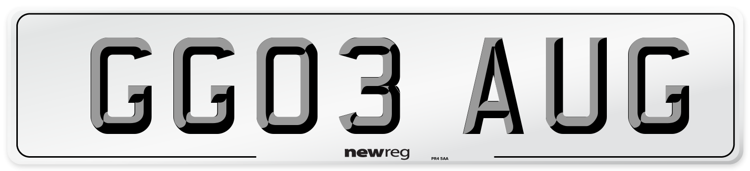 GG03 AUG Number Plate from New Reg